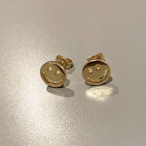 Gold Plated Smiley Stud Earrings